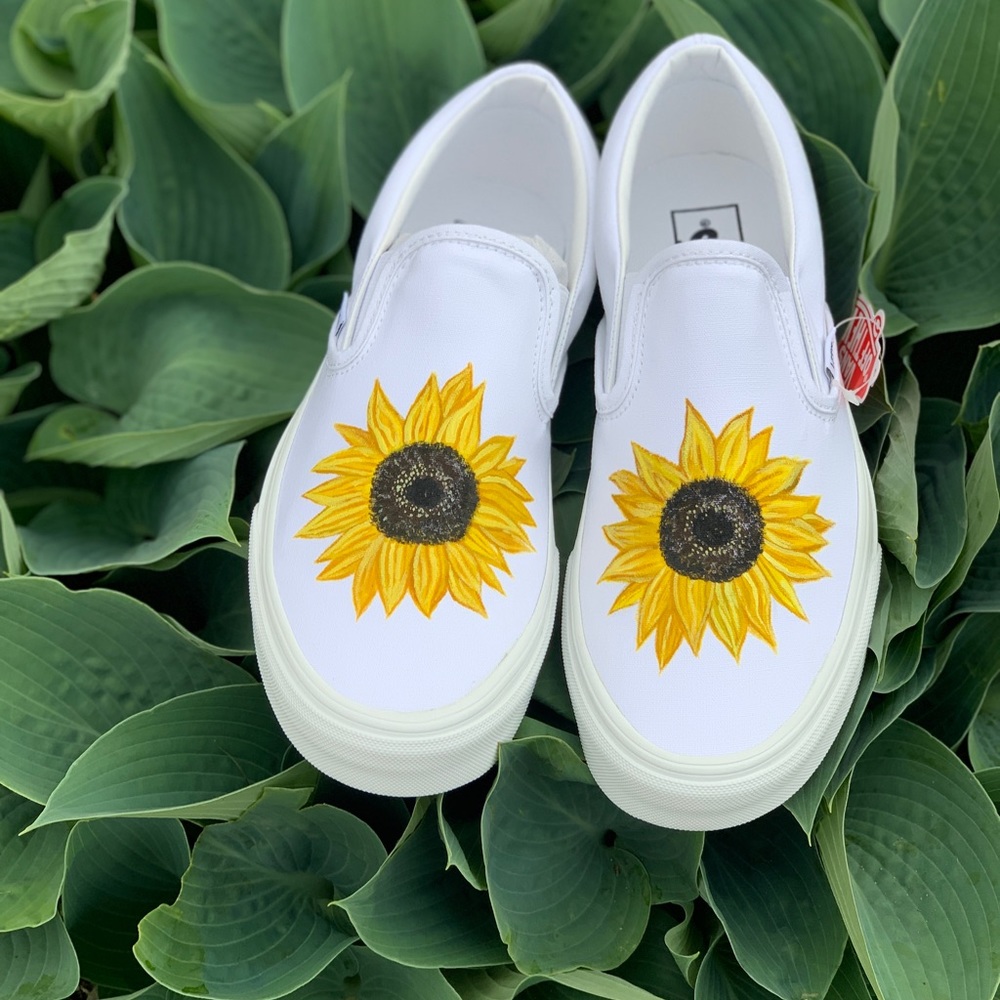 Handpainted sunflower vans
